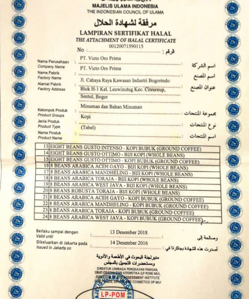 Koyo Coffee Halal Certifications